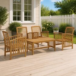 Outdoor 5 Piece Lounge Set in Solid Acacia Wood