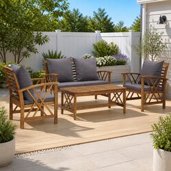 Elevate Your Outdoor Area with a 4-Piece Lounge Set