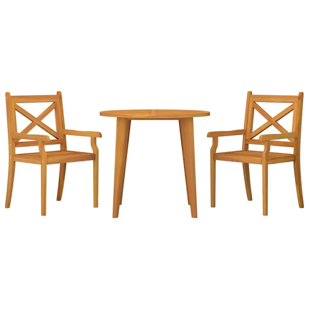Outdoor Garden Dining Set 3 Piece Solid Wood Acacia Brown Patio Furniture