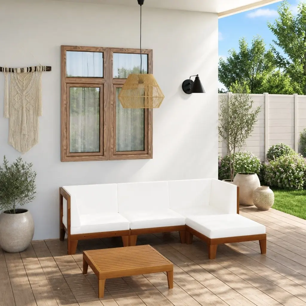 Garden Lounge Set 5 Piece Outdoor Furniture with Cushions Solid Wood Patio