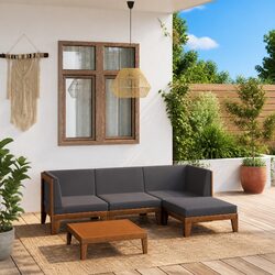 Garden Lounge Set 5 Piece Outdoor Furniture Patio Seating with Cushions Grey