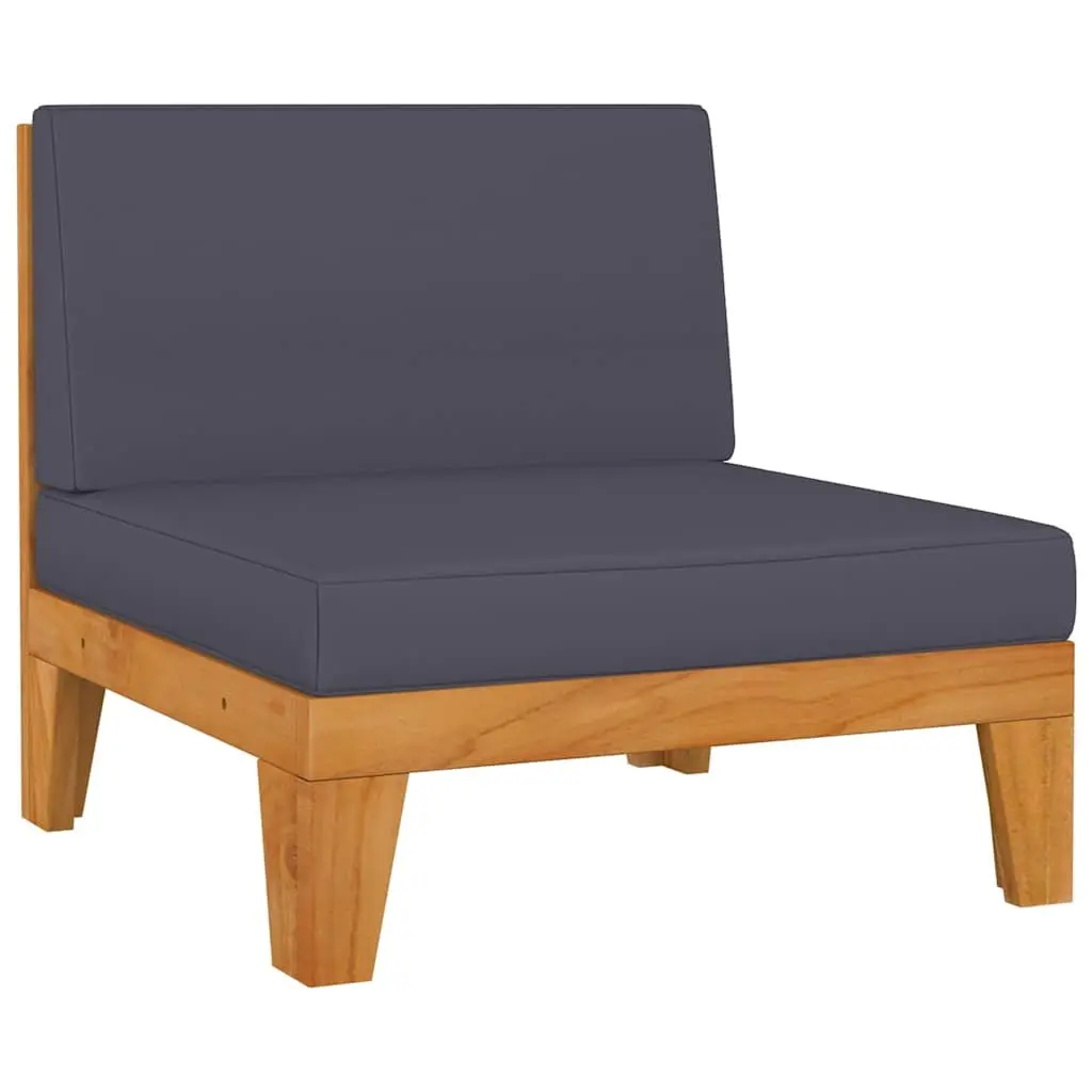Outdoor Furniture Set 6 Piece Modular Garden Lounge Solid Acacia Wood Grey Cushions