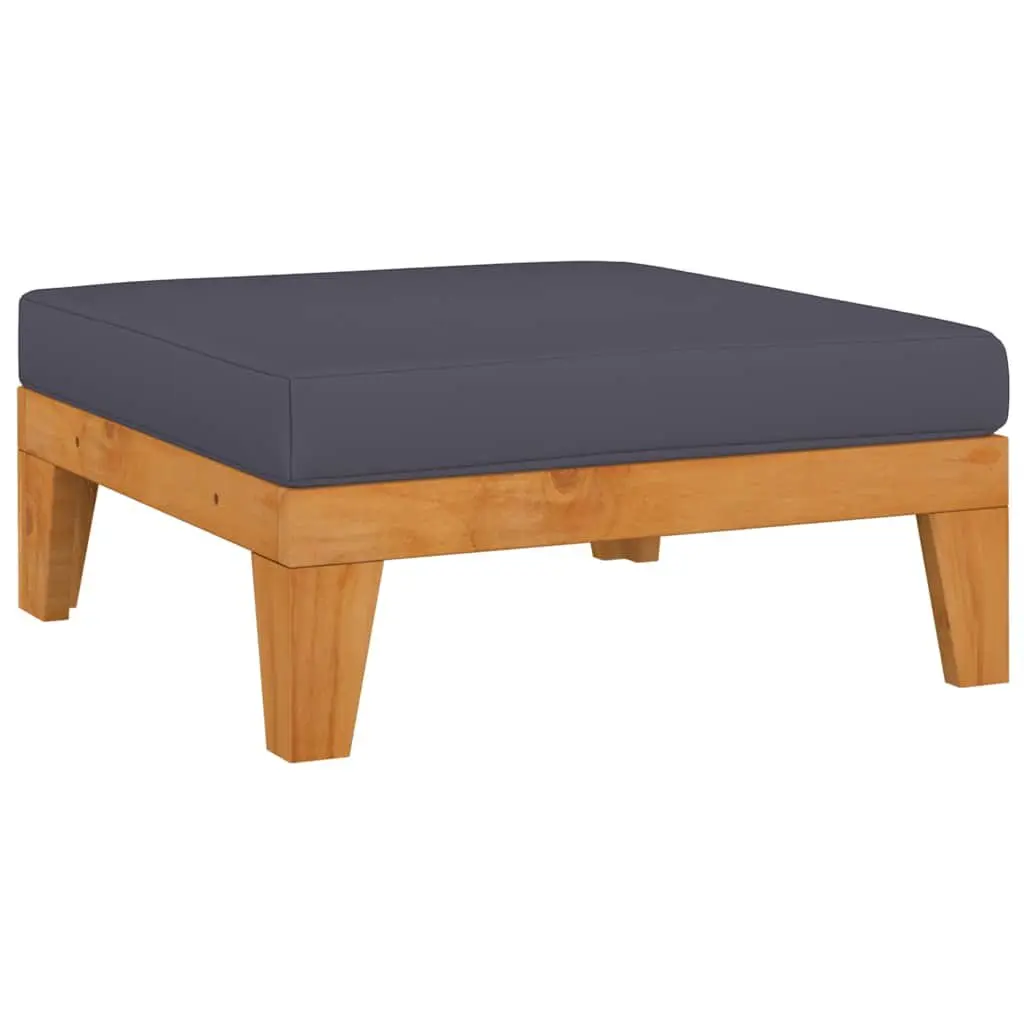 Outdoor Furniture Set 6 Piece Modular Garden Lounge Solid Acacia Wood Grey Cushions
