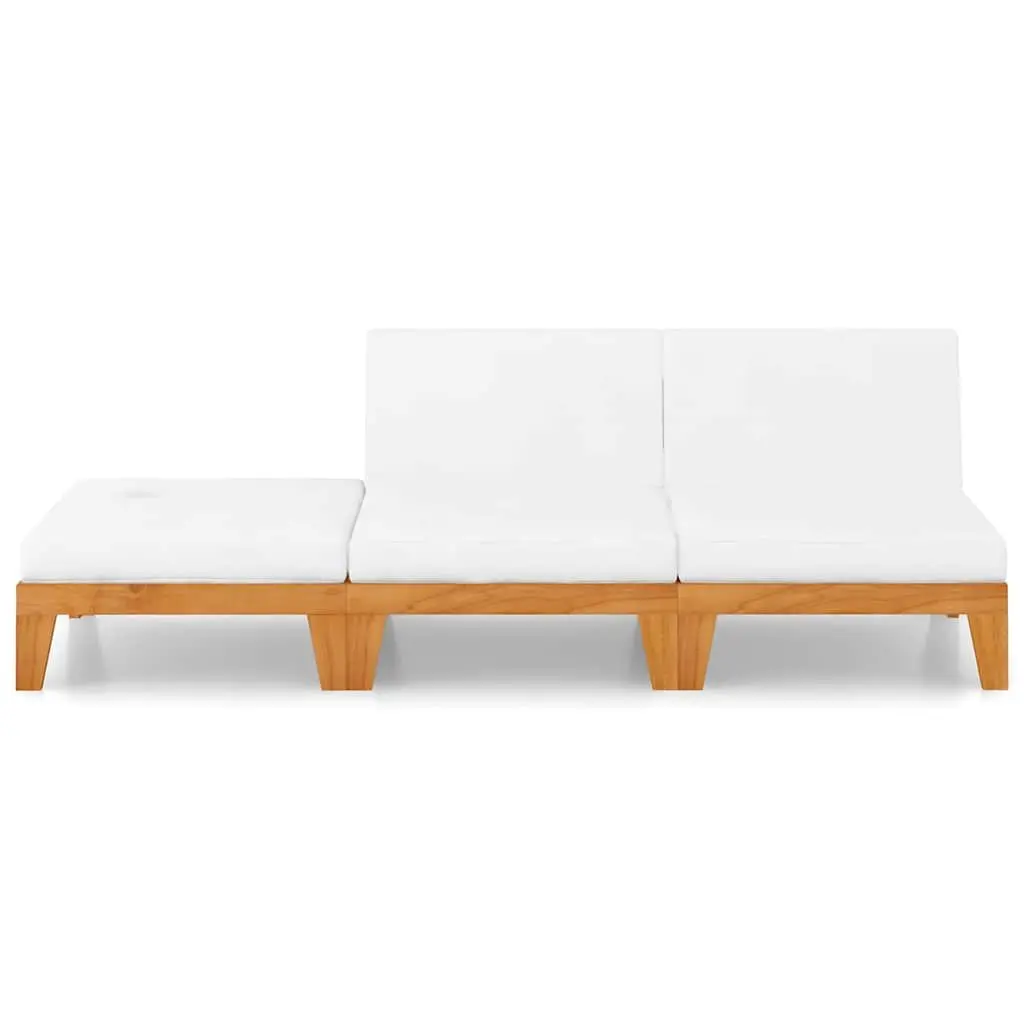 Garden Lounge Set 3 Piece Outdoor Furniture Acacia Wood White Cushioned Modular