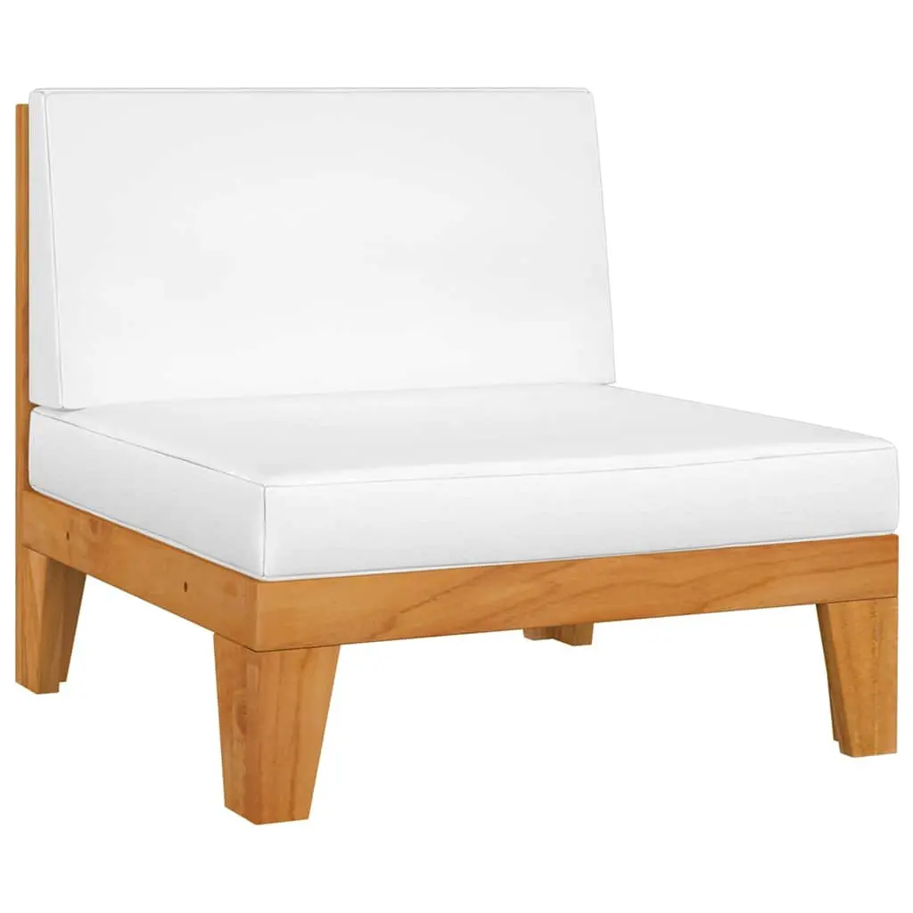 Garden Lounge Set 3 Piece Outdoor Furniture Acacia Wood White Cushioned Modular
