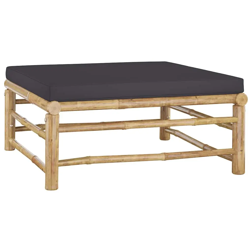 Bamboo Garden Lounge Set 4 Piece Modular Outdoor Furniture Dark Grey Cushions