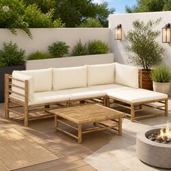Transform Your Outdoor Space with 5-Piece Bamboo Lounge Set