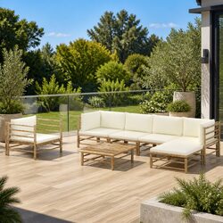 Transform Your Outdoors with 7-Piece Bamboo Lounge Set