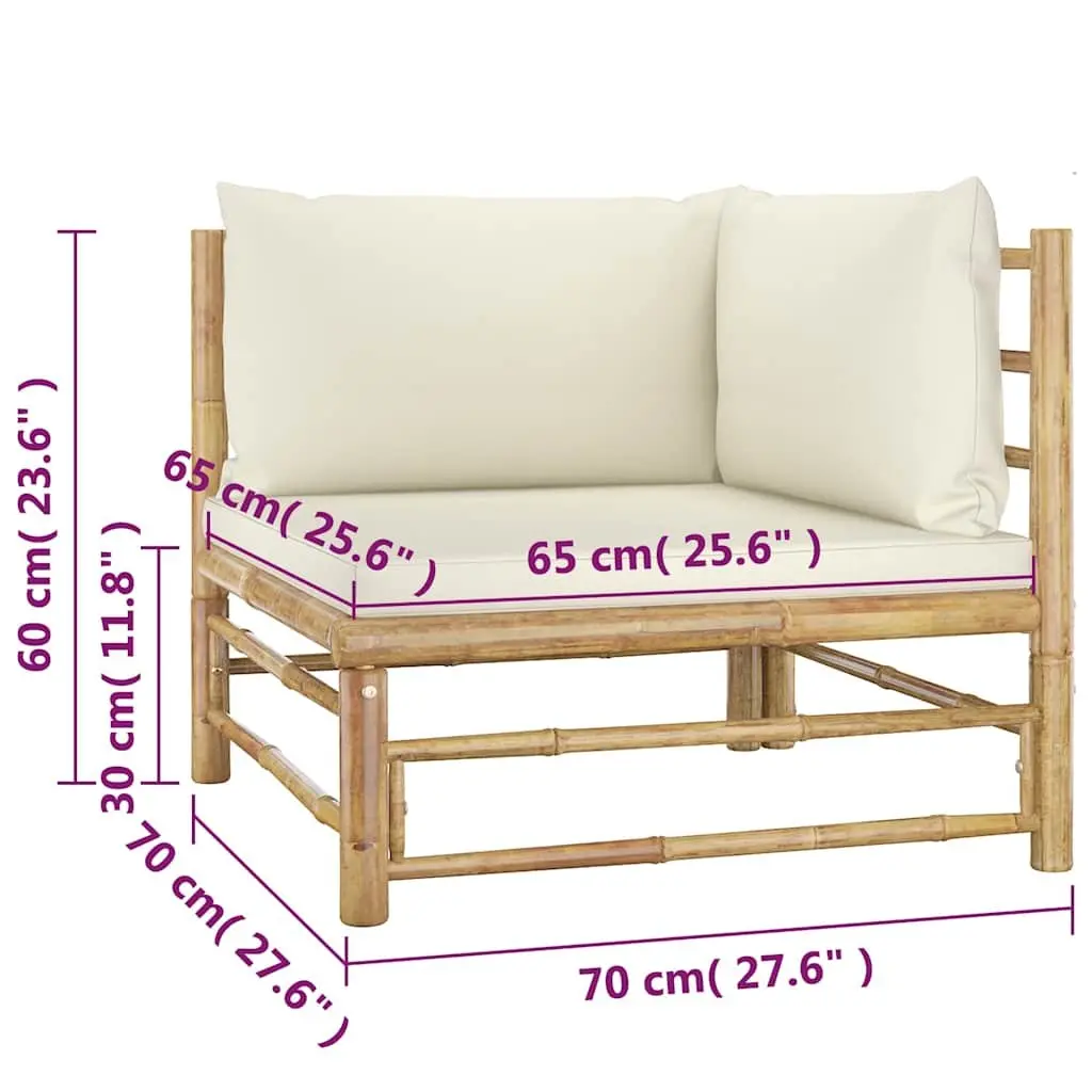 Bamboo Garden Lounge Set 4 Piece Modular Outdoor Furniture with Cushions