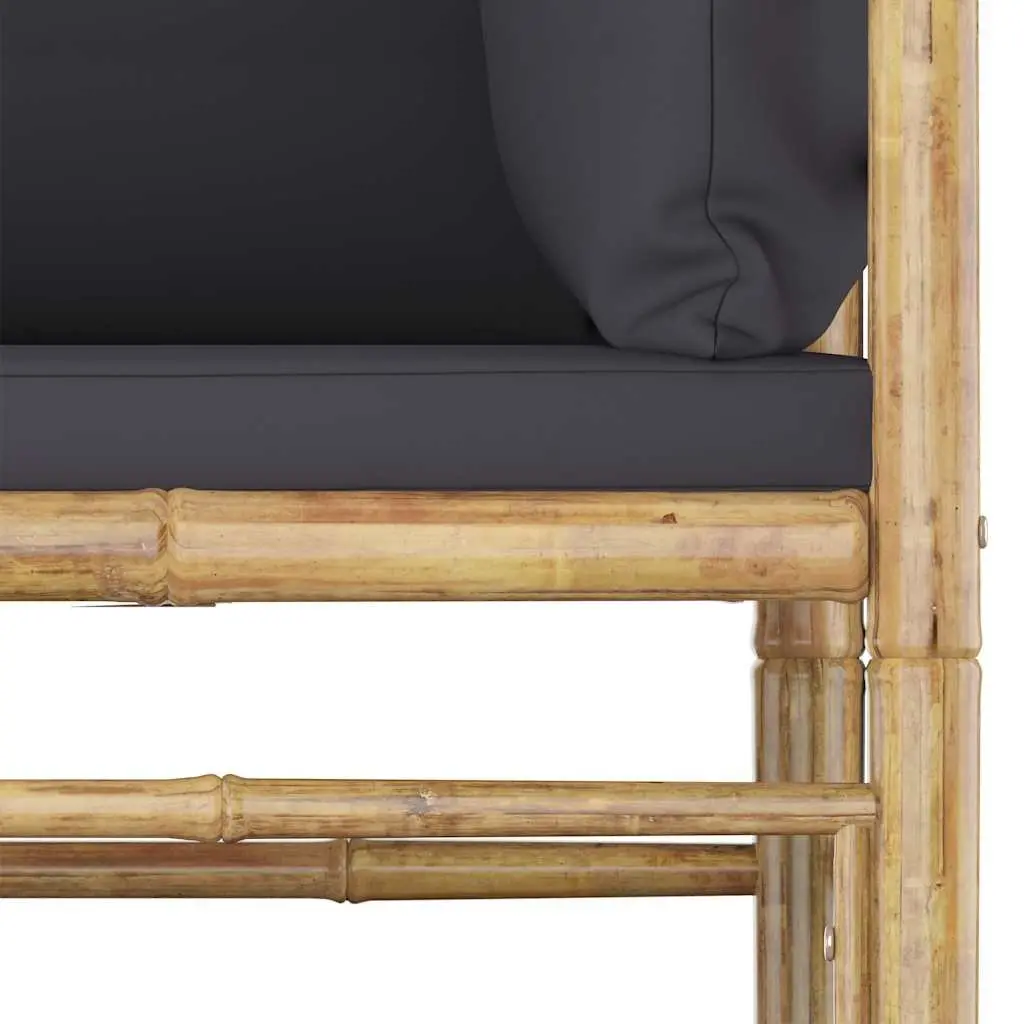 Bamboo Garden Lounge Set 4 Piece Outdoor Furniture with Grey Cushions