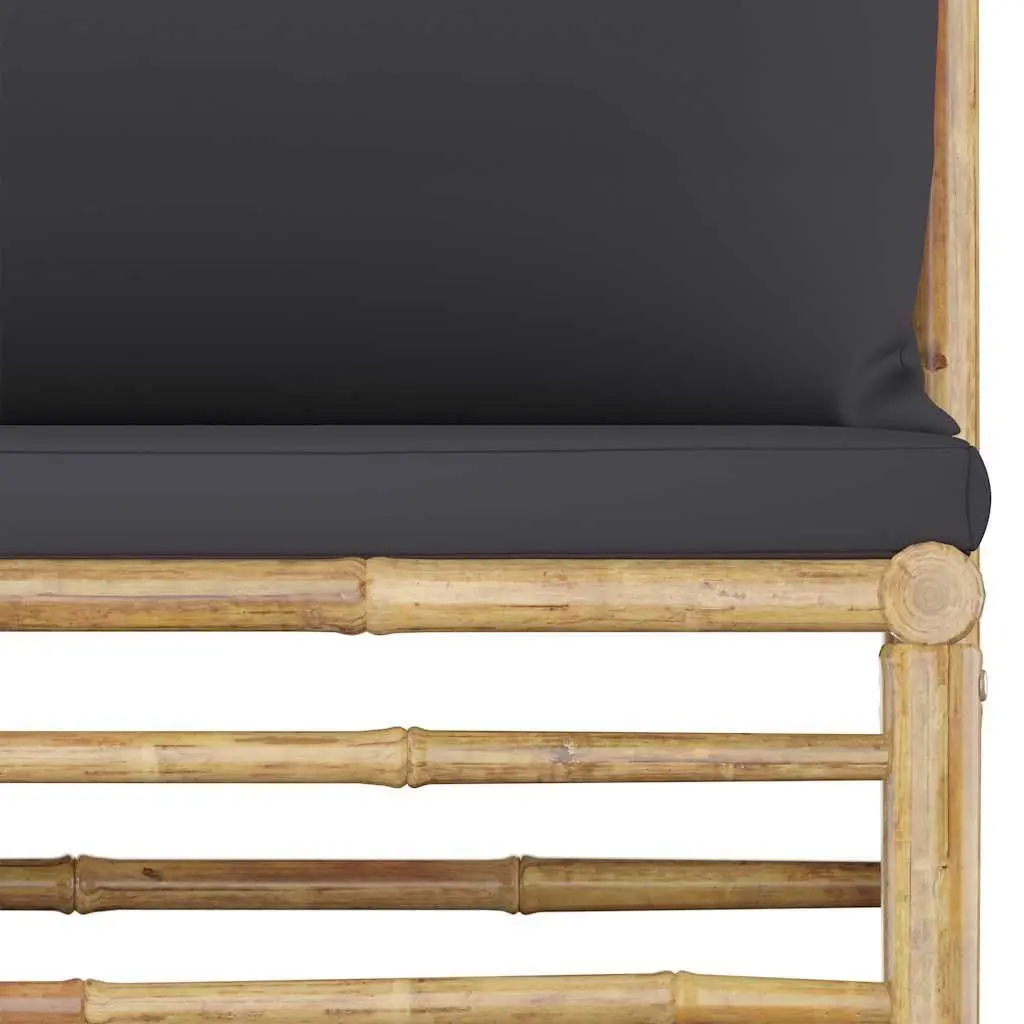 Bamboo Garden Lounge Set 4 Piece Outdoor Furniture with Grey Cushions