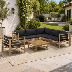 Modular Outdoor Furniture Set with Dark Grey Cushions