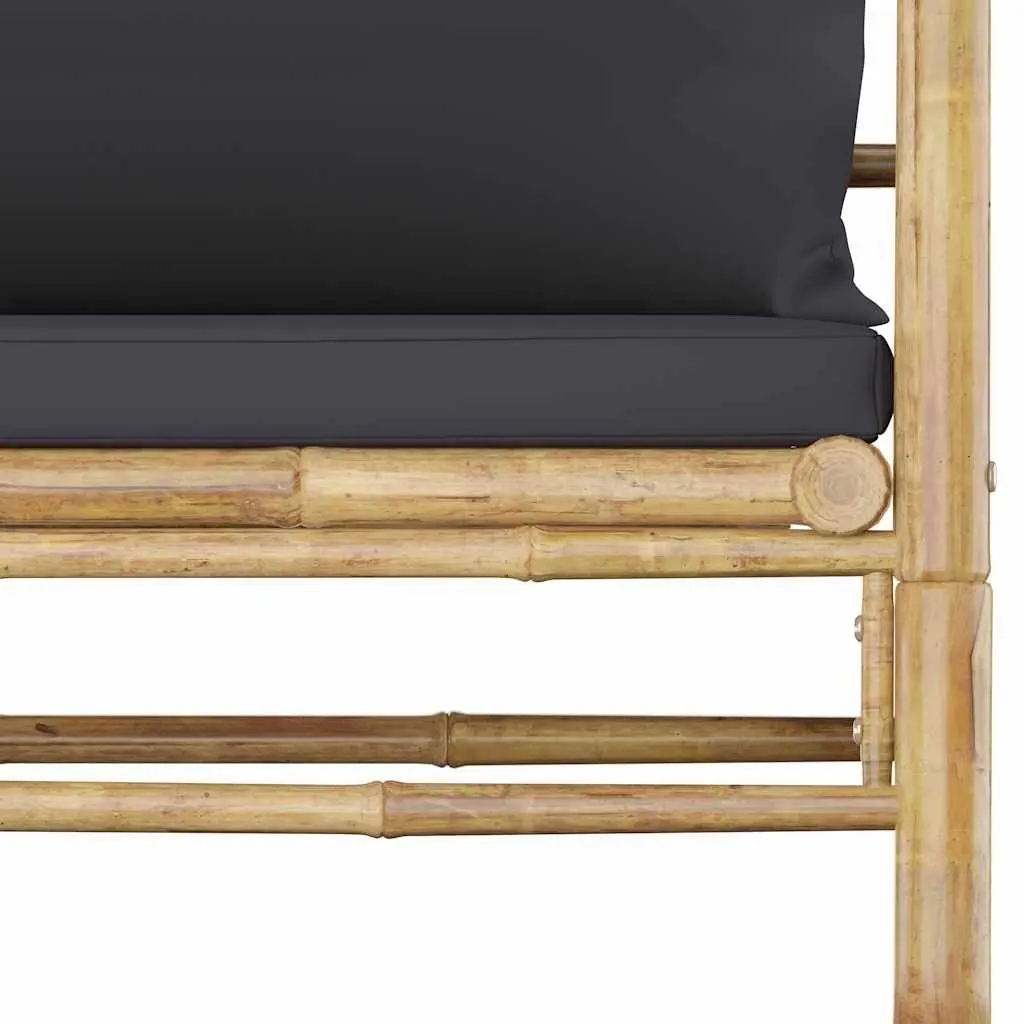 Garden Lounge Set 8 Piece Bamboo Modular Outdoor Furniture with Dark Grey Cushions