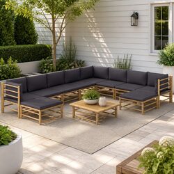 Elevate Your Outdoor Space with This 11 Piece Bamboo Lounge Set