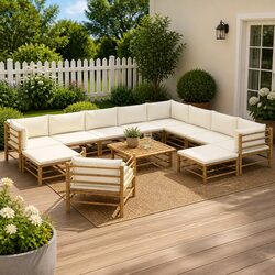 Transform Your Outdoors with This 12-Piece Bamboo Lounge Set