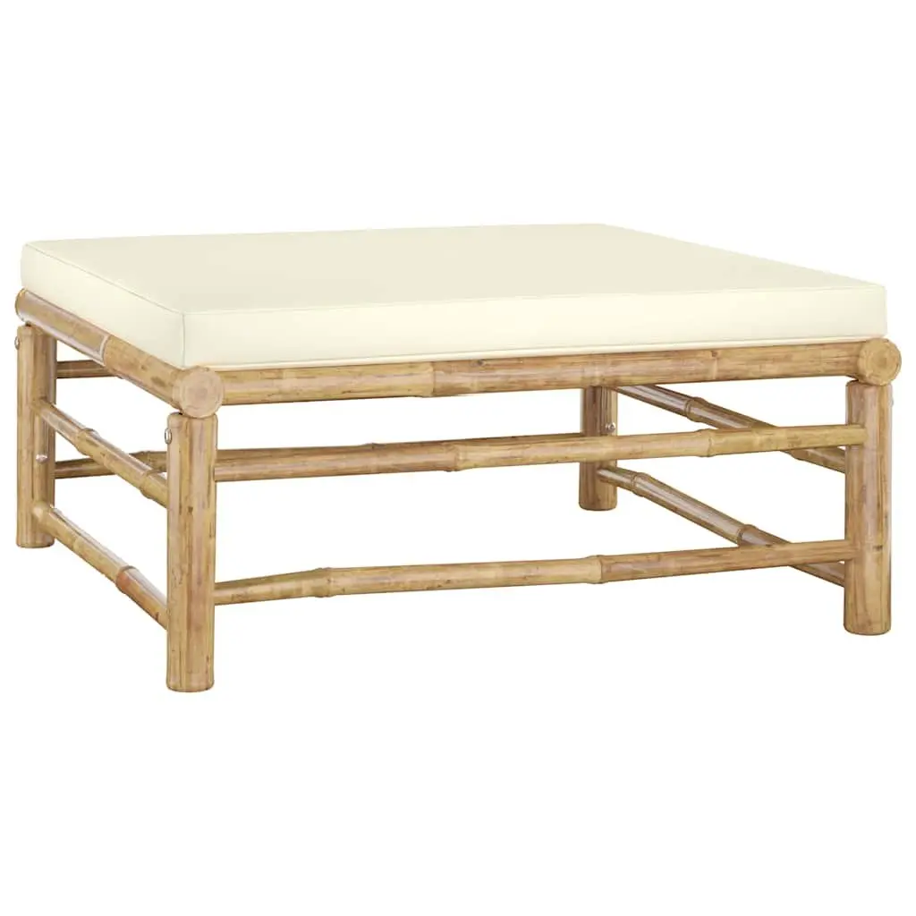 7 Piece Bamboo Garden Lounge Set Modular Arrangement with Cream Cushions