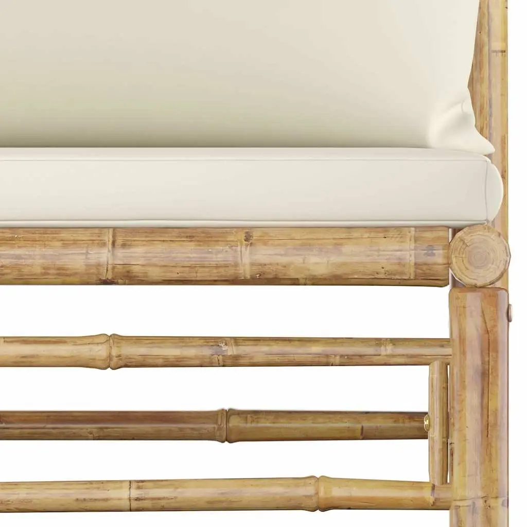 7 Piece Bamboo Garden Lounge Set Modular Arrangement with Cream Cushions