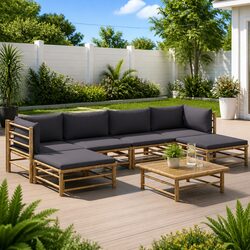 Transform Your Patio with 7 Piece Bamboo Lounge Set