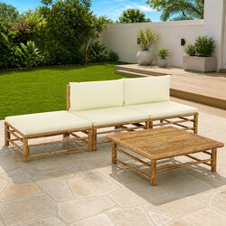 Enhance Your Outdoor Space with 4-Piece Bamboo Lounge Set