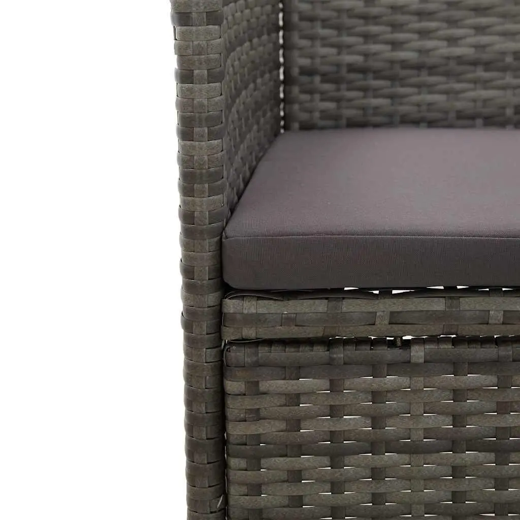 3 Piece Outdoor Dining Set Grey Poly Rattan Table Solid Acacia Wood Top