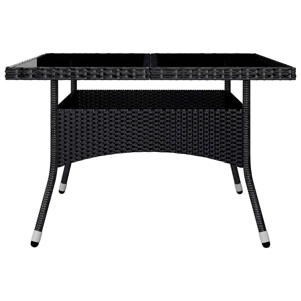 Outdoor Dining Set 9 Piece Weather Resistant Hand Woven PE Rattan Acacia Wood Black
