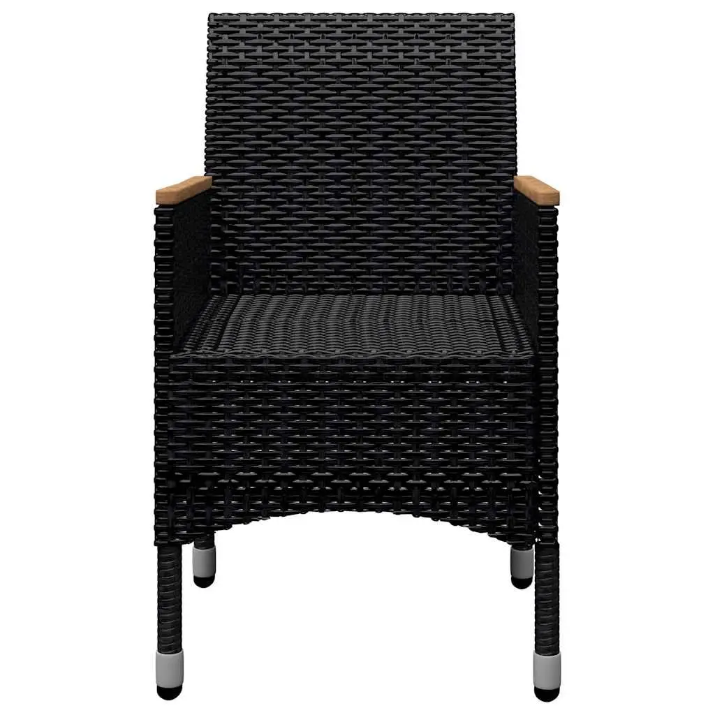 Outdoor Dining Set 9 Piece Weather Resistant Hand Woven PE Rattan Acacia Wood Black