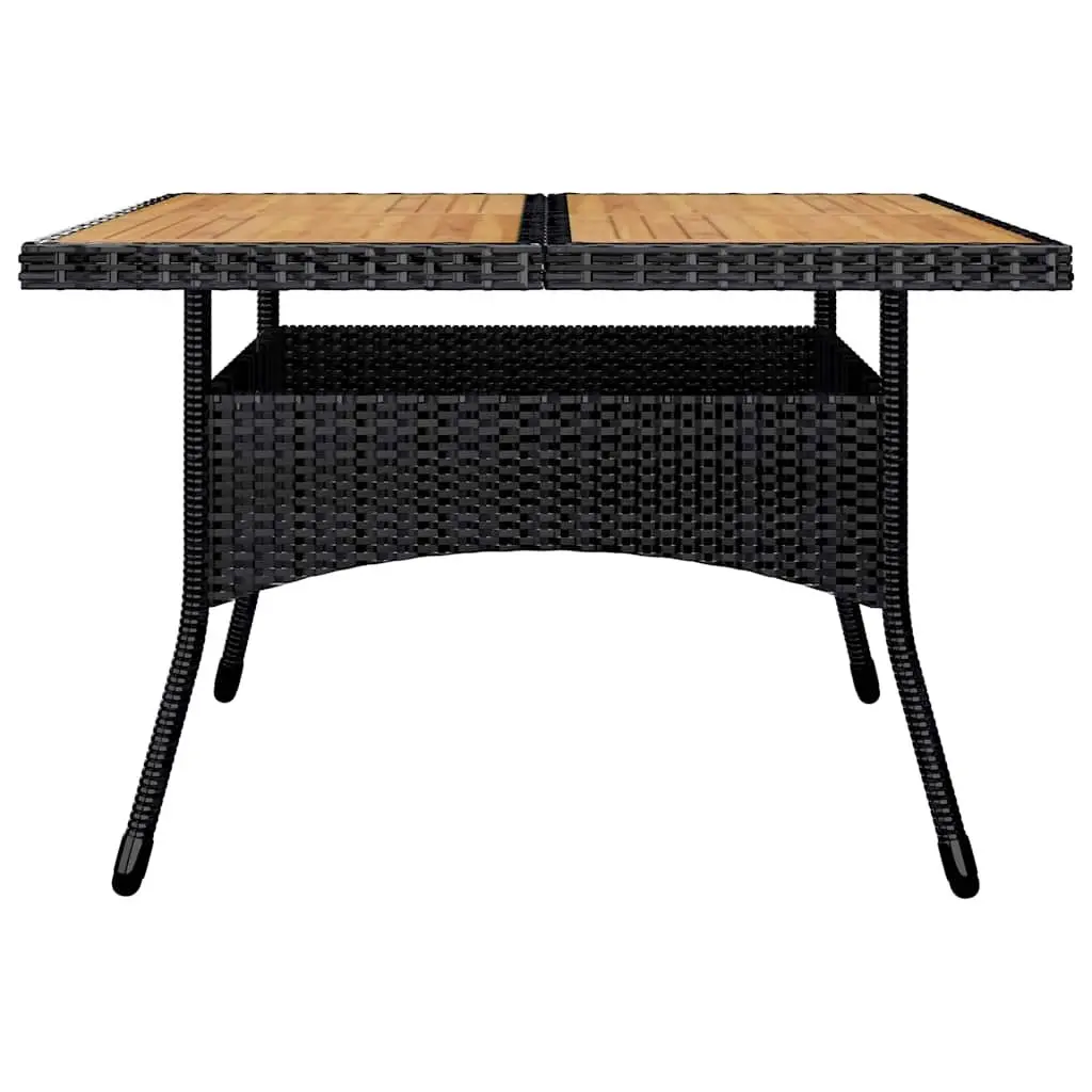 9 Piece Outdoor Dining Set PE Rattan Acacia Wood Black Garden Furniture