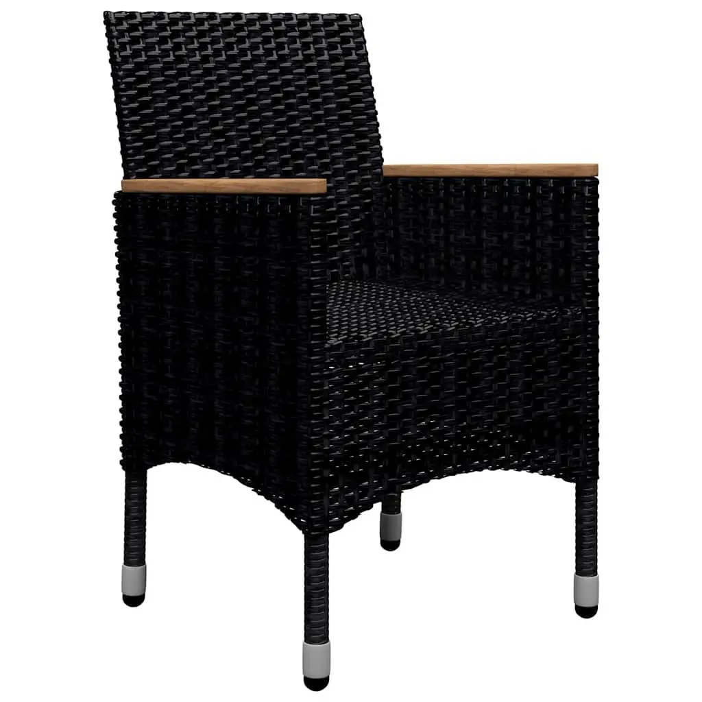 9 Piece Outdoor Dining Set PE Rattan Acacia Wood Black Garden Furniture