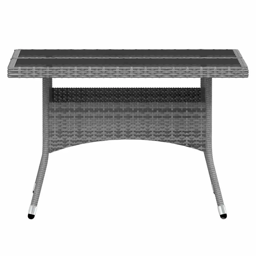 5 Piece Garden Dining Set Grey Poly Rattan Tempered Glass Table and Chairs Outdoor