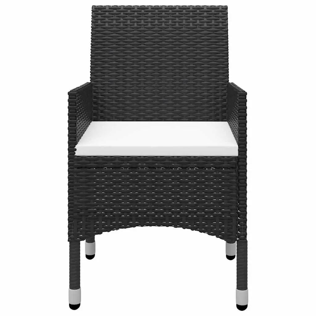 3 Piece Garden Bistro Set Outdoor Patio Furniture Black Rattan Chairs Table
