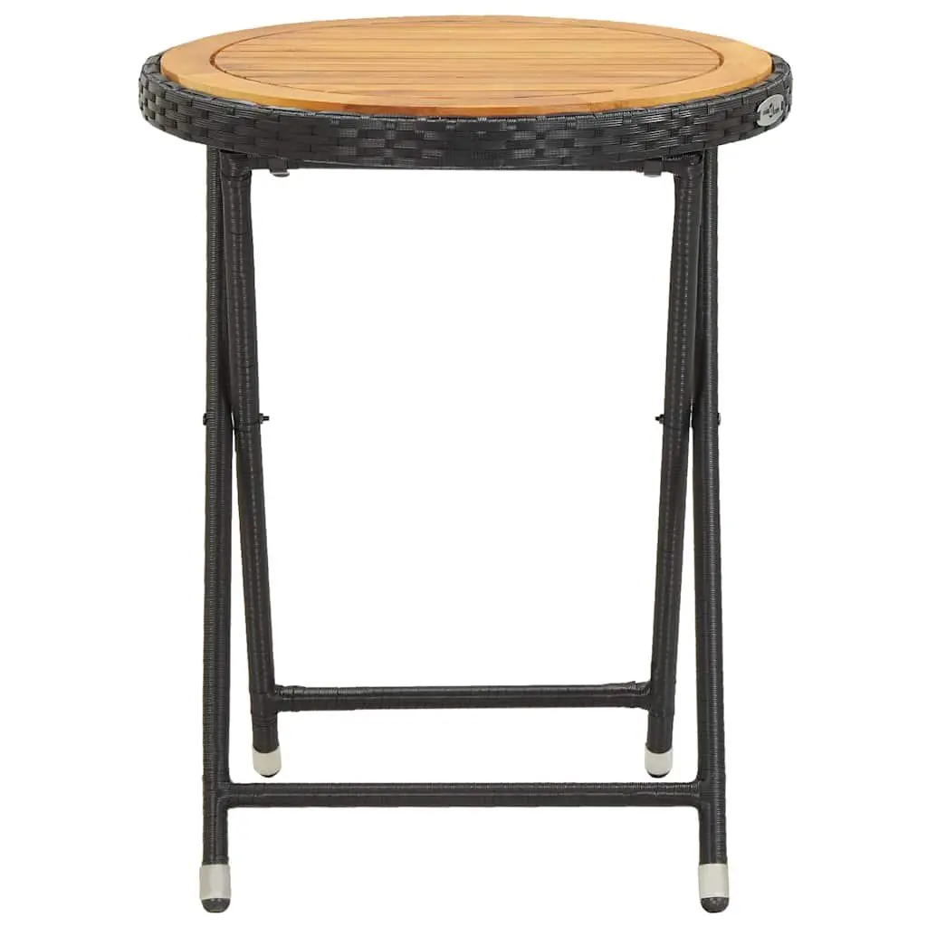 3 Piece Garden Bistro Set Outdoor Patio Furniture Black Rattan Chairs Table