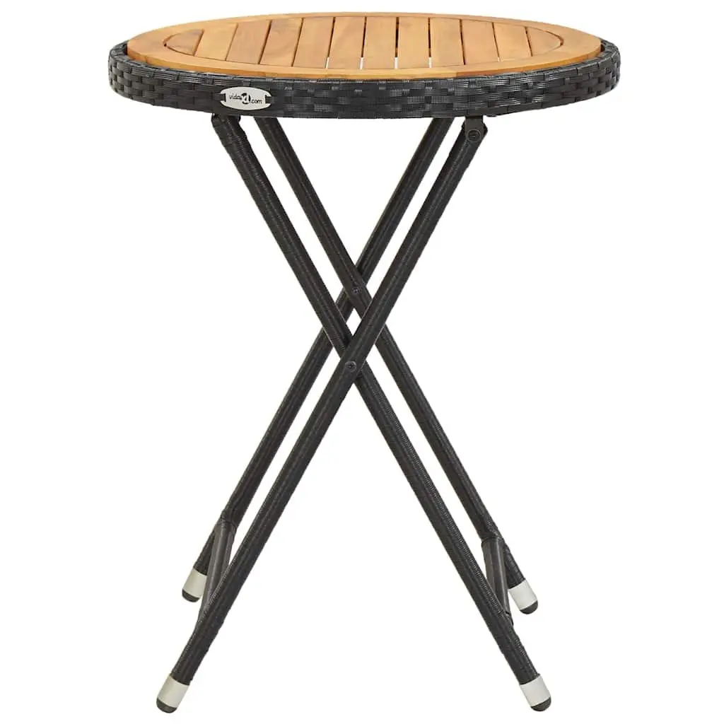 3 Piece Garden Bistro Set Outdoor Patio Furniture Black Rattan Chairs Table