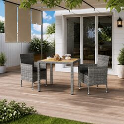 Stylish Grey 3-Piece Outdoor Dining Set for Entertaining