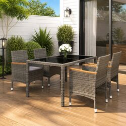 Elevate Your Patio with a 5-Piece Grey Rattan Dining Set