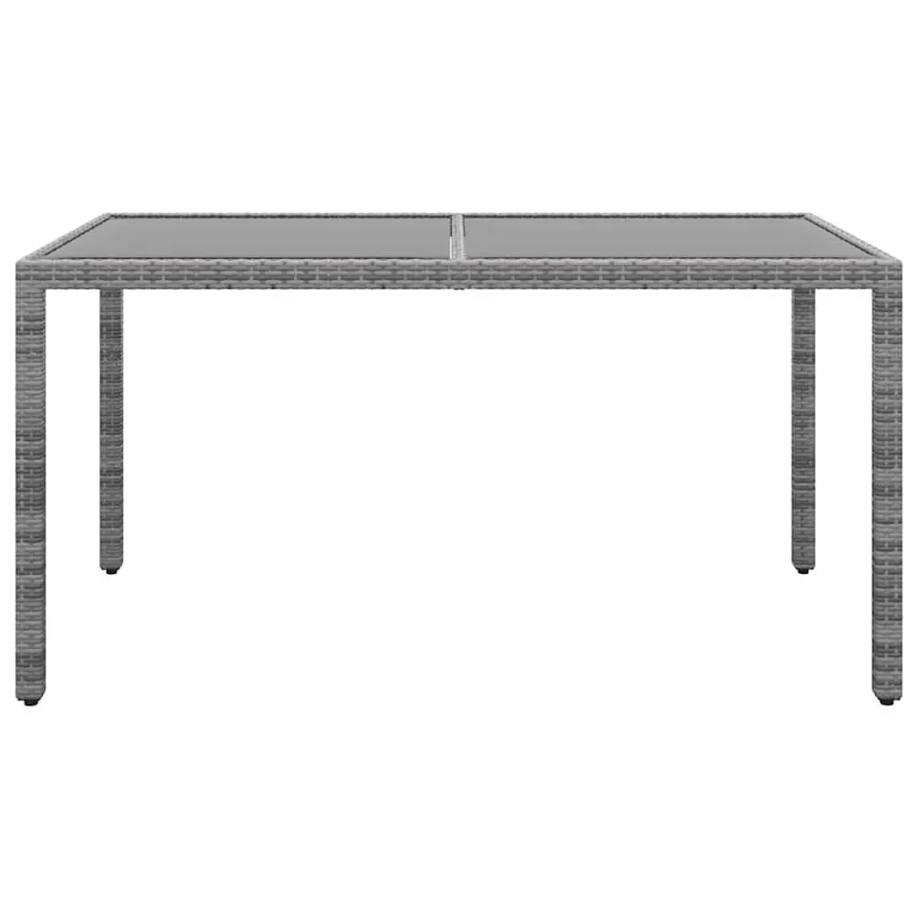 7 Piece Garden Dining Set Grey Rattan Tempered Glass Table Ergonomic Chairs