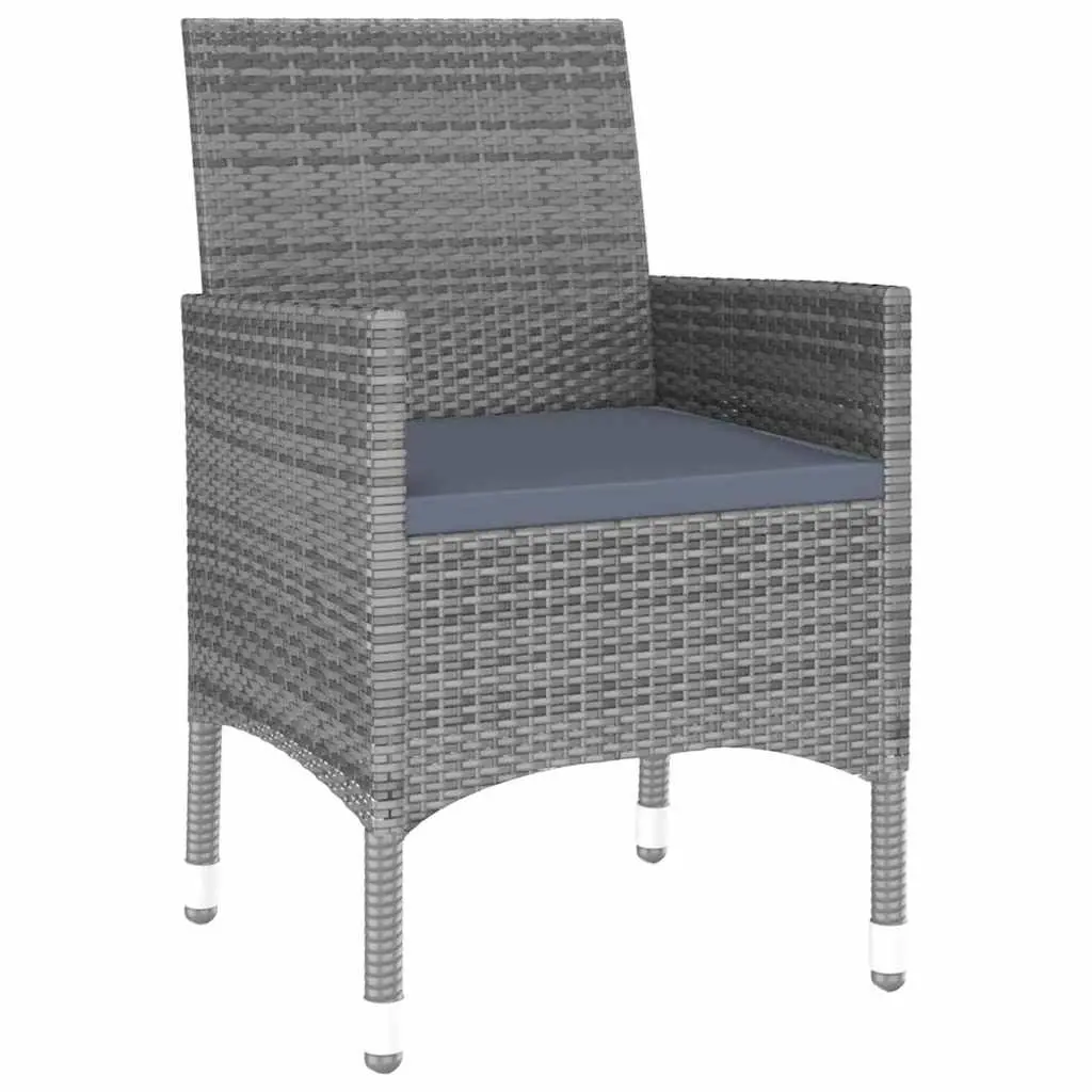 7 Piece Garden Dining Set Grey Rattan Glass Table Chairs Outdoor Furniture