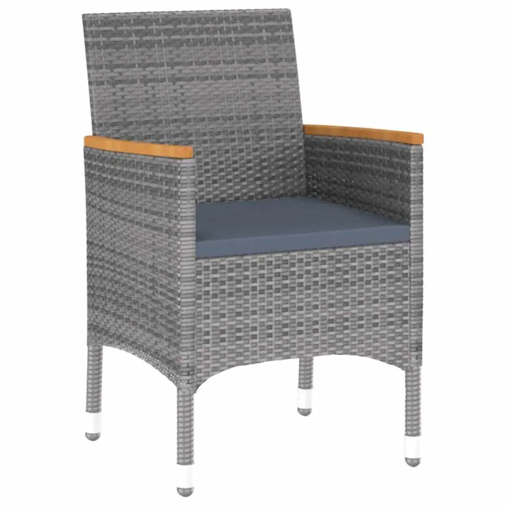 7 Piece Outdoor Dining Set Grey PE Rattan Table and Chairs with Cushions