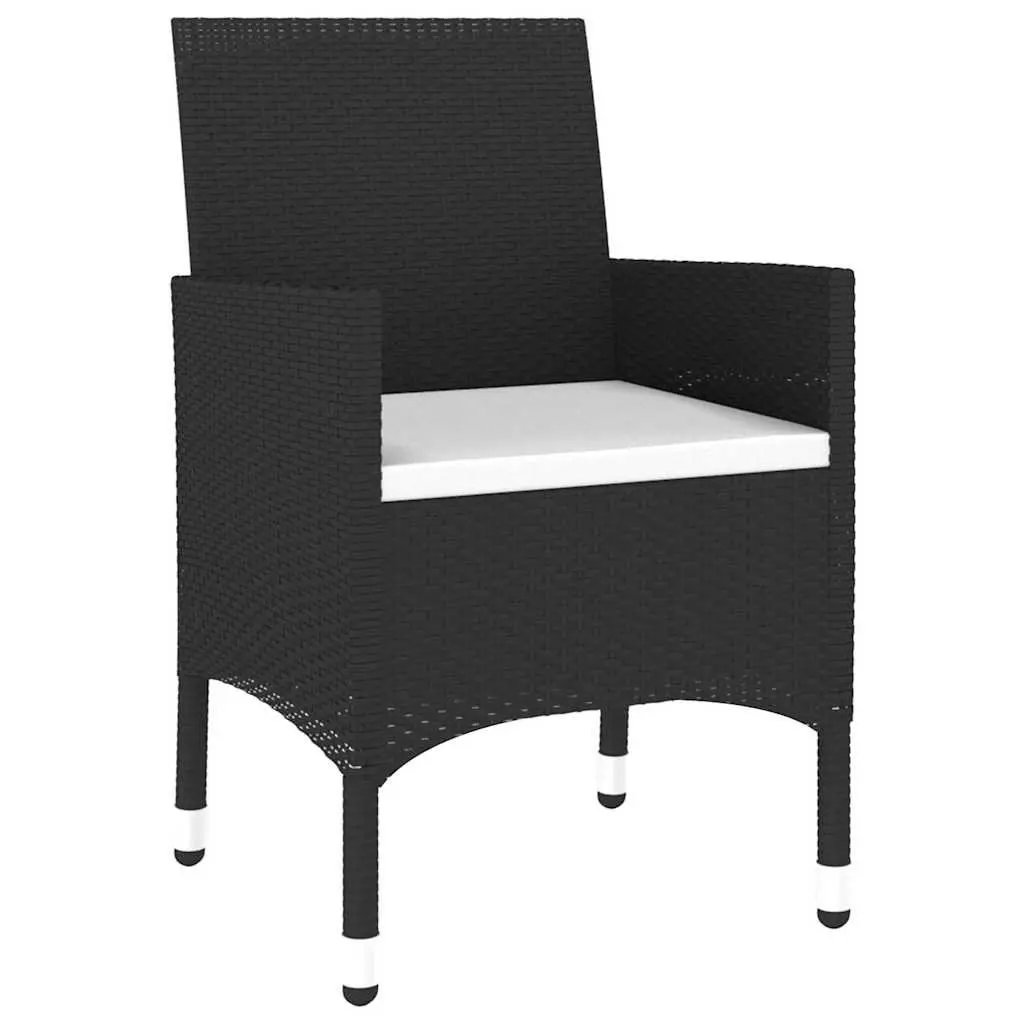 3 Piece Garden Dining Set Outdoor Patio Furniture Black PE Rattan Table Chairs