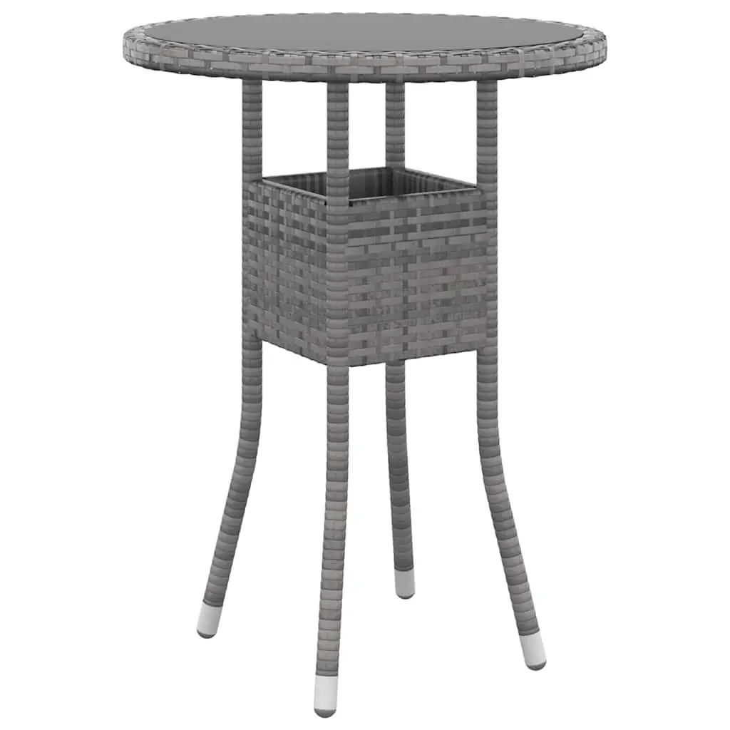 Garden Dining Set 3 Piece Grey Rattan Outdoor Patio Furniture Table Chairs