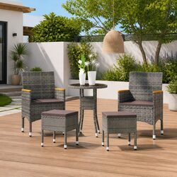 Garden Lounge Set 5 Piece Outdoor Patio Furniture Poly Rattan Grey Seating