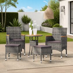Garden Lounge Set 5 Piece Outdoor Furniture Patio Sofa Chair Table Grey