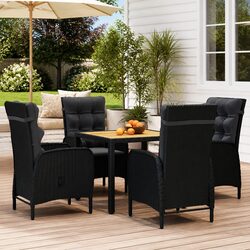 5 Piece Garden Dining Set Outdoor Furniture PE Rattan Steel Frame Table Chairs