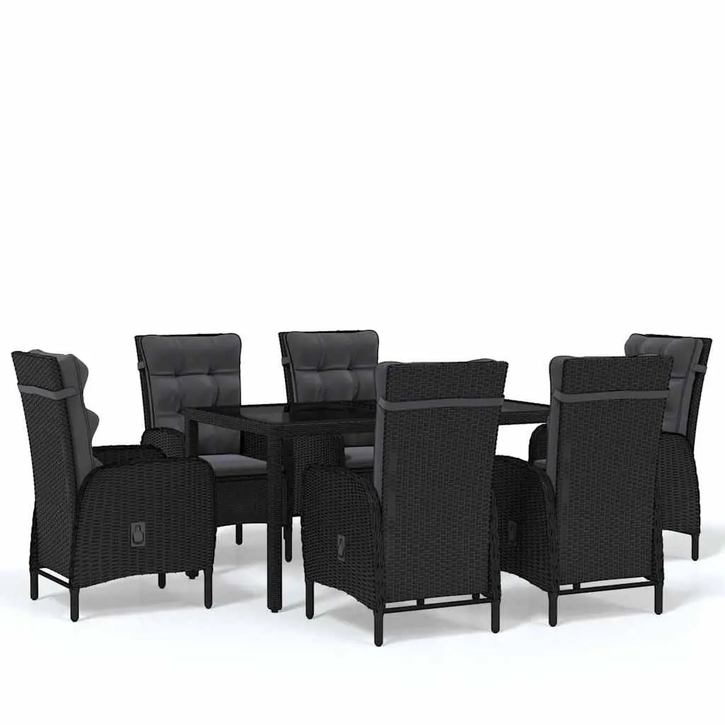 7 Piece Garden Dining Set Outdoor Furniture Steel Frame PE Rattan Table Chairs