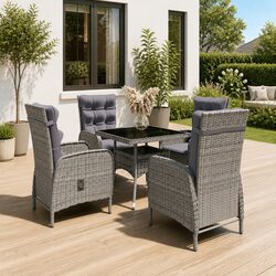 Garden Dining Set 5 Piece Outdoor Patio Furniture Table Chairs Grey