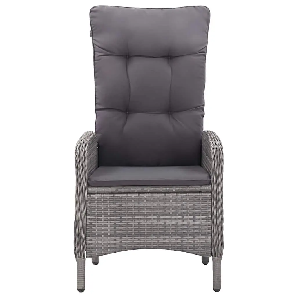 9 Piece Outdoor Dining Set Grey PE Rattan Glass Table Weather Resistant Cushions