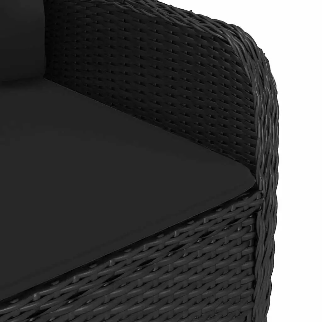 Garden Bistro Set 3 Piece Outdoor Patio Furniture Black Powder-coated Steel Lightweight Weather-resistant PE Rattan Glass Tabletop