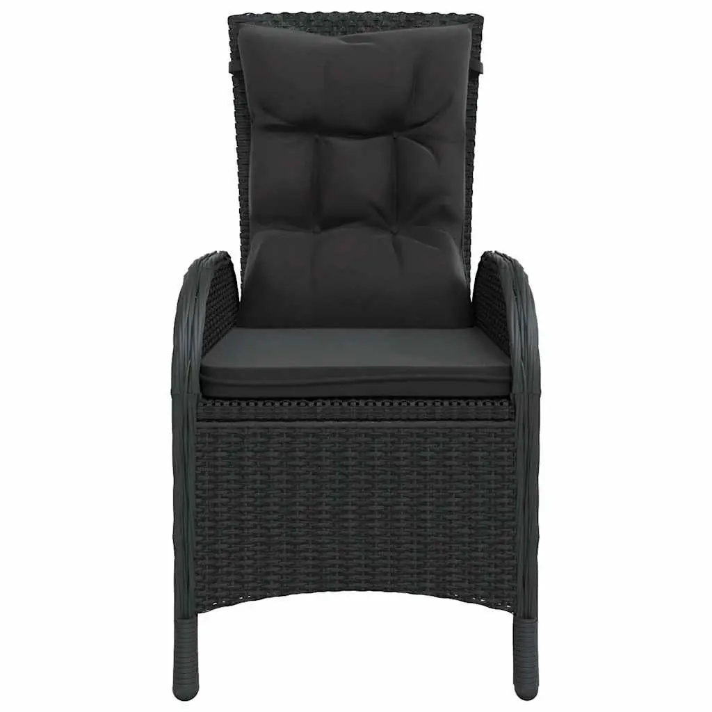 3 Piece Garden Bistro Set Black Poly Rattan Chairs Table Weather Resistant