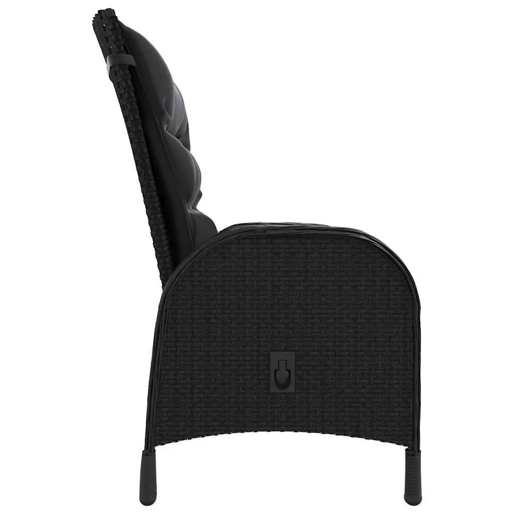 5 Piece Garden Bistro Set Outdoor Patio Furniture Adjustable Backrest Cushions Black