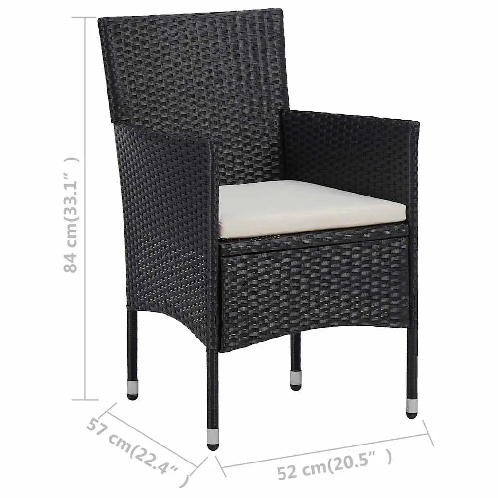 Outdoor Dining Set 11 Pieces Black Steel Frame Weather Resistant PE Rattan