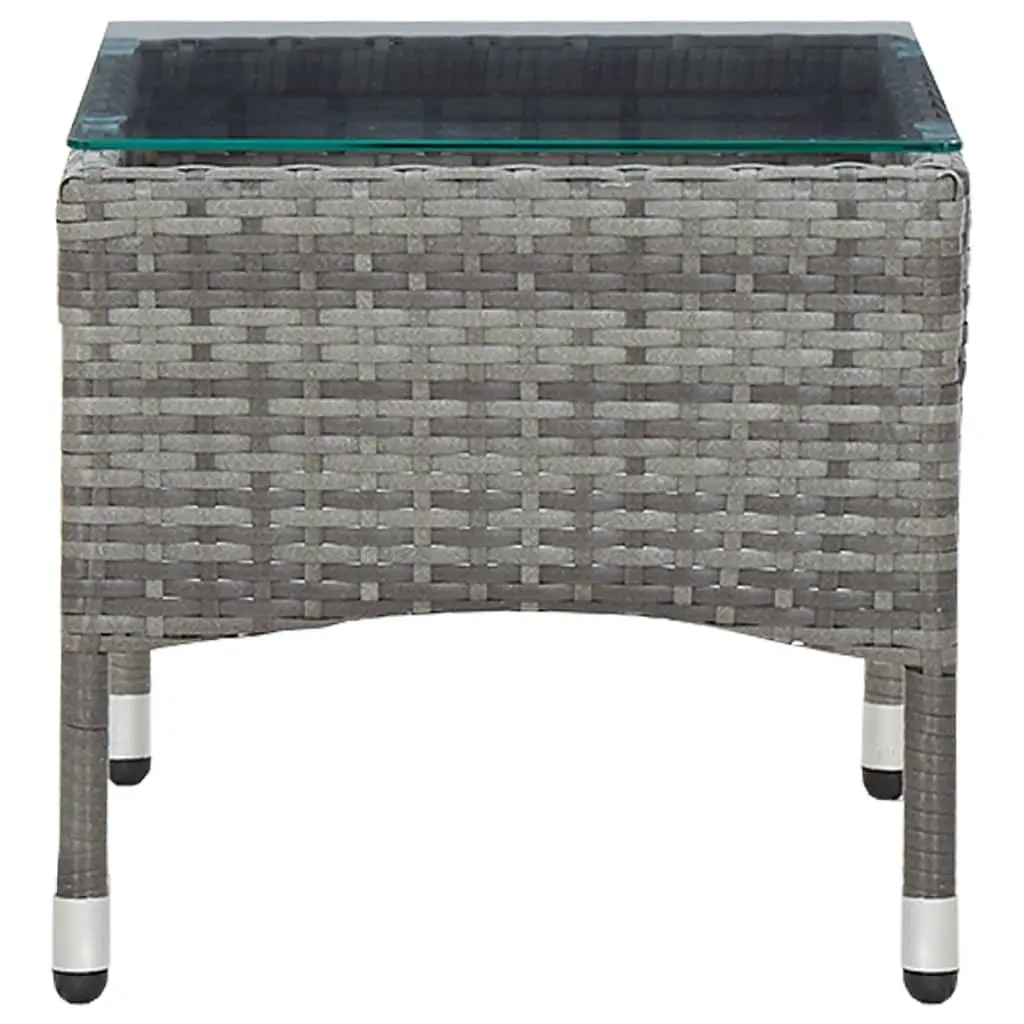 Outdoor Lounge Set 2 Piece Grey PE Rattan with Cushion and Tempered Glass Table